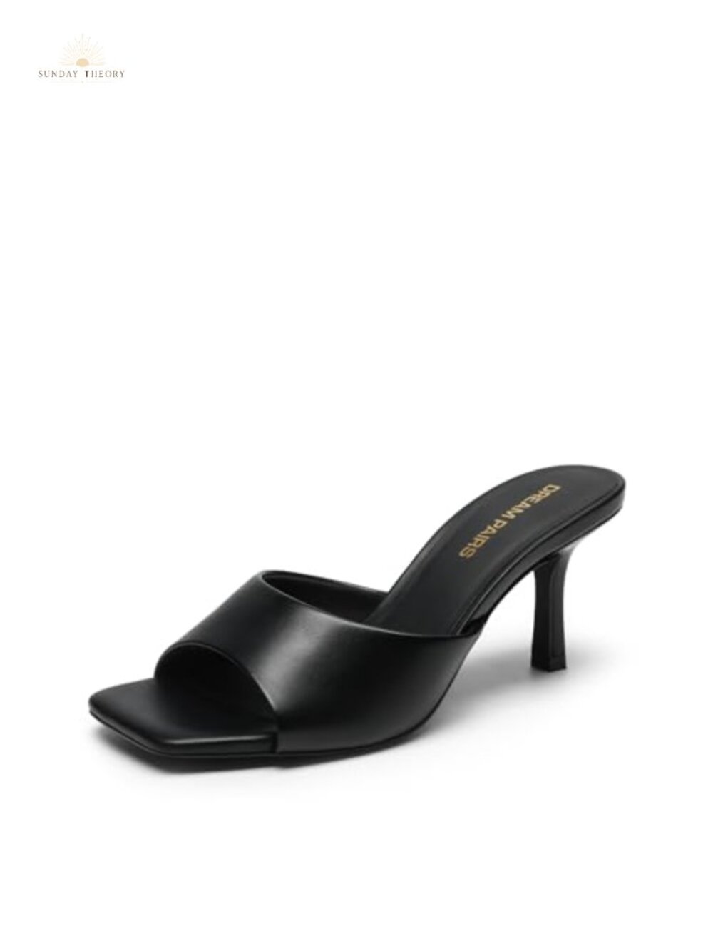 Faux Leather Kitten Heel Mules Square Toe Slip On Women's Comfort Sandals